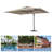 13 FT.W × 9.7 FT.D Patio Aluminum Umbrella with Round Table, 2 PE Wicker Chairs and Dark Blue Cushion-1812105355