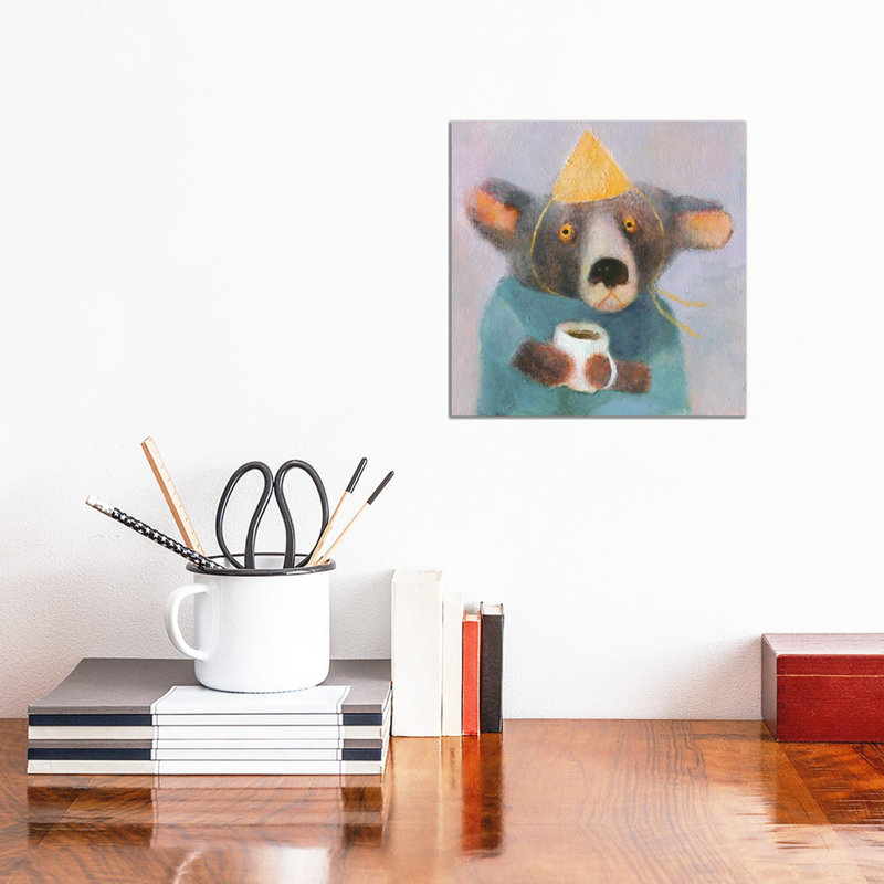 The Bear With Cup Of Coffee By Natalia Shaloshvili - Wrapped Canvas Painting by Natalia Shaloshvili - Wrapped Canvas Painting