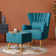 Kiro Upholstered Wingback Chair with Footstool