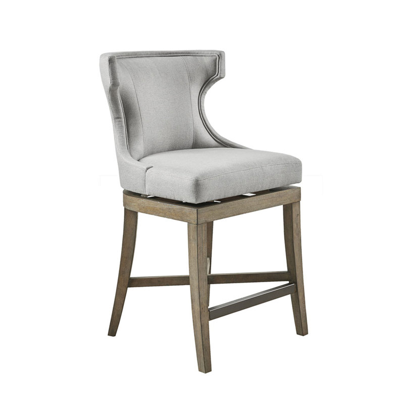 Tabouret de comptoir pivotant Hajir, Gris clair, Tabouret de comptoir (siège d'une hauteur de 18 p