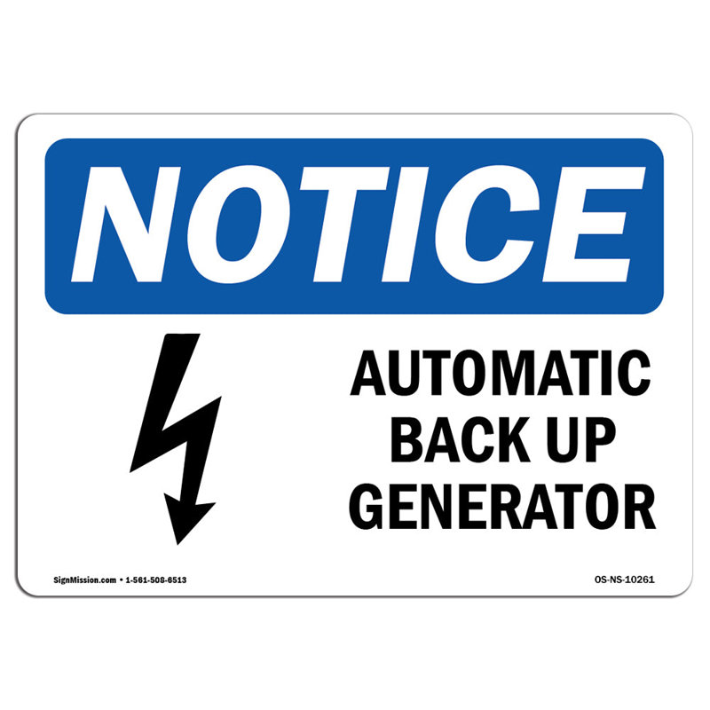 Enseigne de générateur automatique en aluminium 12 x 18, H 12 po x l 18 po x P 0,1 po