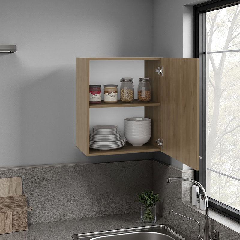 Armoire murale de 20 pouces avec porte simple et double tablettes intérieures, armoire de rangement murale, rangement vertical compact pour la salle de bain, la cuisine, la salle de lavage et le garage