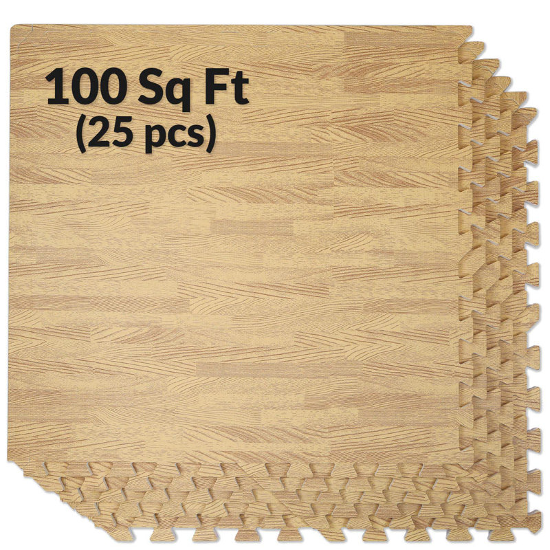 Carrelage imitation bois grain de bois 100 pi³ 3/8 po 25 pièces couleur chêne