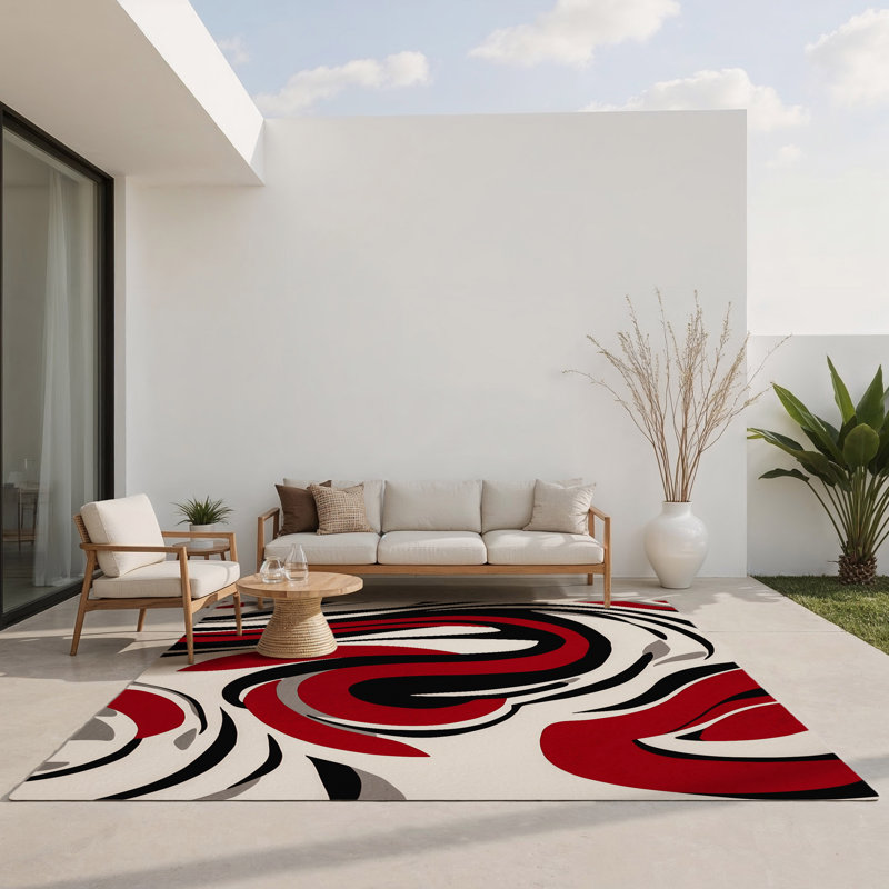 Radiant Swirl Indoor And Outdoor Area Rug, Rectangle 2' x 3'