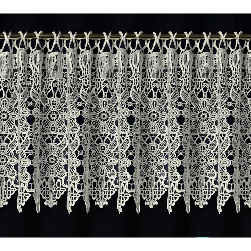 Thelonius Lace Semi Sheer Curtain Single Panel, Cream, 200cm Width x 40cm Drop