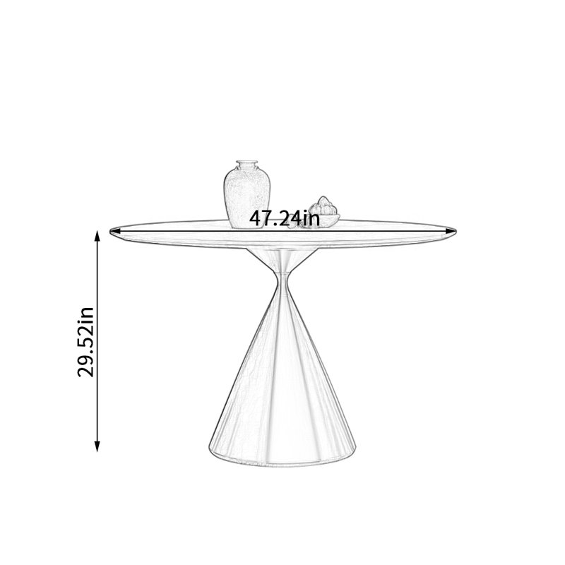 Table ronde simple et rétro multifonctionnelle, H 29,52 po x L 47,24 po x l 47,24 po