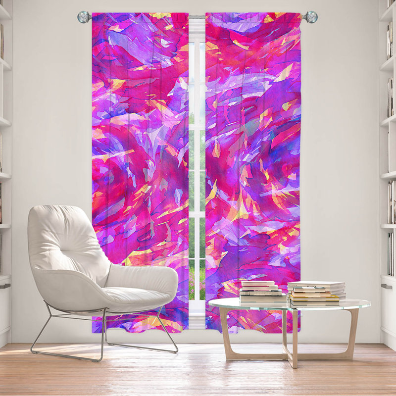 Room Darkening Curtain Pair, 20" W x 52" L, Peach/Purple/Fuchsia