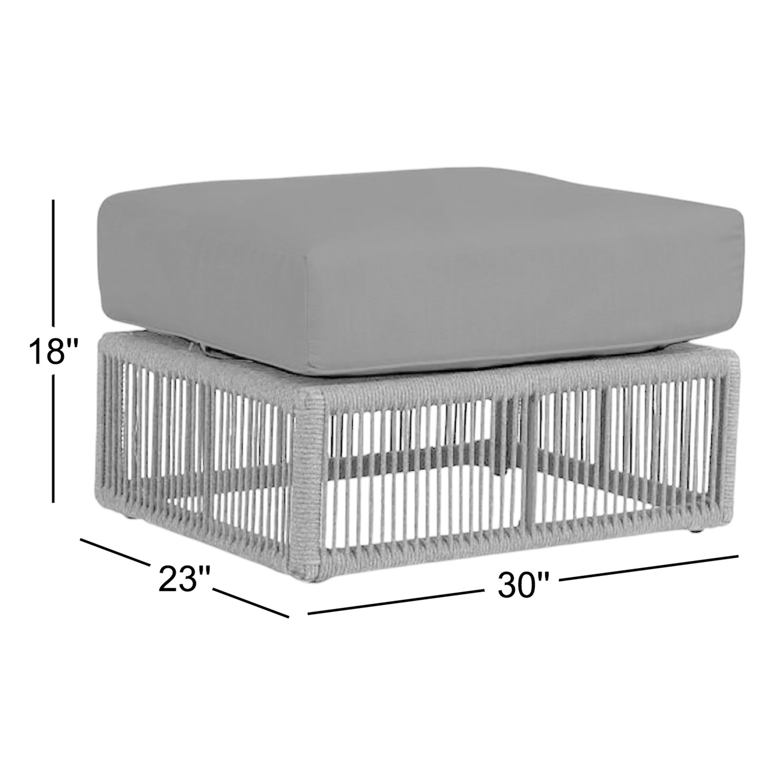 Outdoor Ottoman with Cushion, Dupione Celeste Sunbrella®