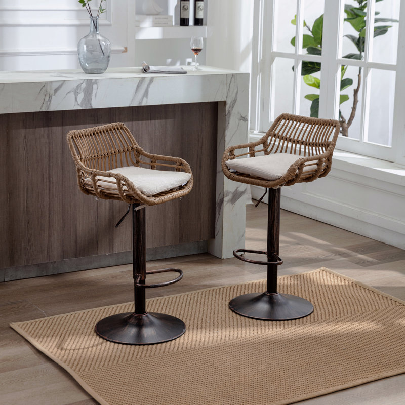 Tabourets de bar pivotants de style moderne (ensemble de 2) chaises à hauteur de comptoir réglable avec repose-pieds, Beige