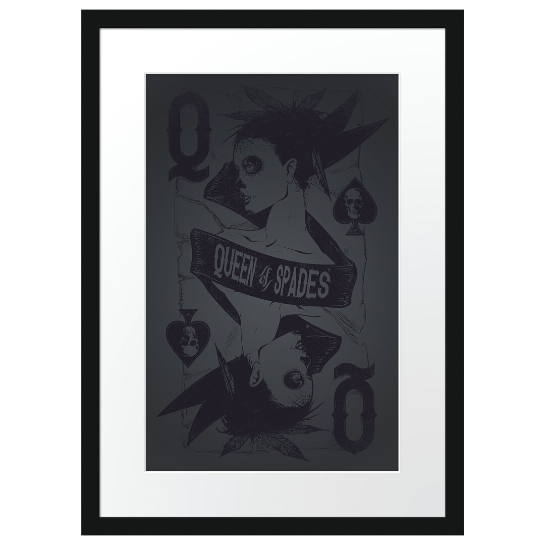 Gerahmtes Poster Queen Of Spades Black