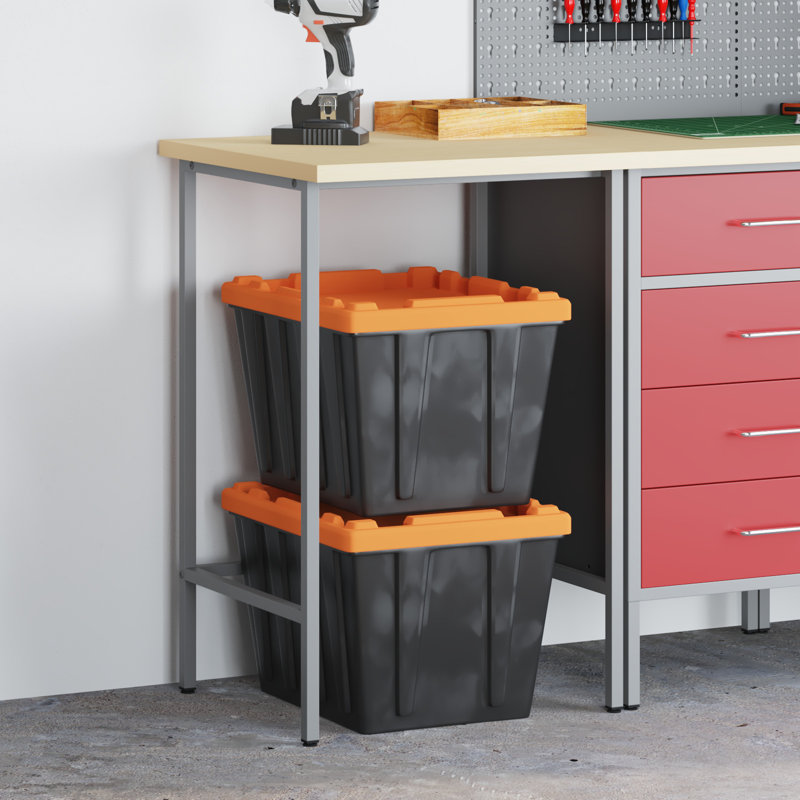  Grey Steel Adjustable Feet Industrial Corner Table Square