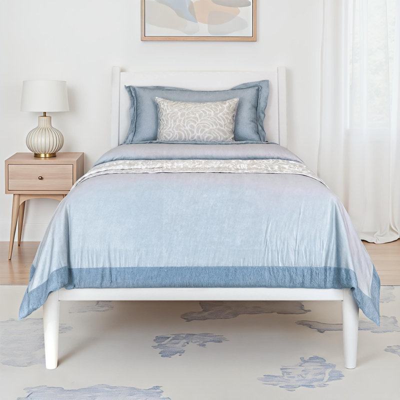 Lit plateforme en bois massif Ashlie, Blanc, Simple