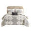 Édredon pour lit double / grand 4 pièces avec coussin décoratif. Noir / imprimé. Rembourrage. Décoration de style global. Oreiller imprimé double / grand lavable à la machine. Noir. Microfibre. Élément inspiré.