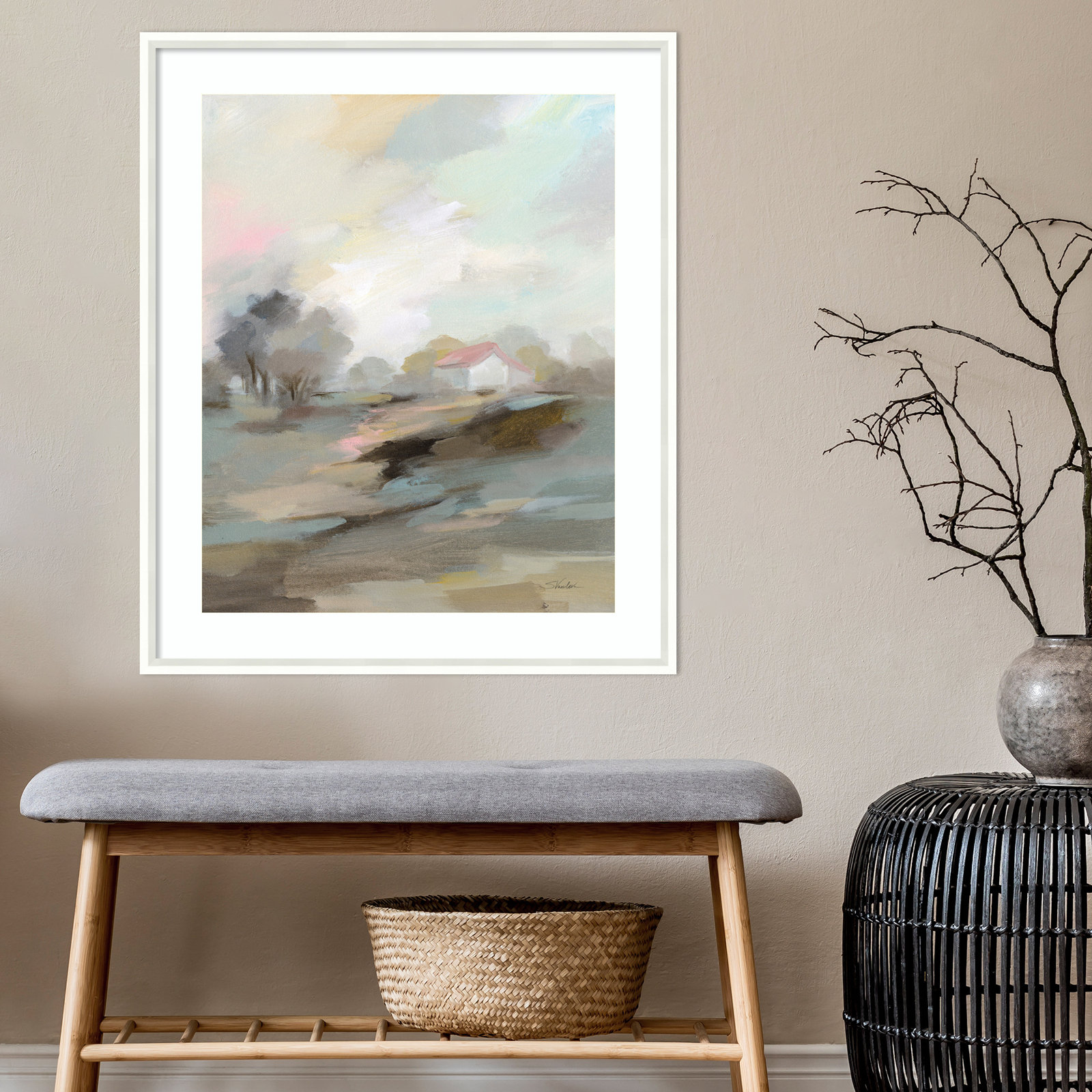 Farm in April Print by Silvia Vassileva, White, 28" W x 33" H