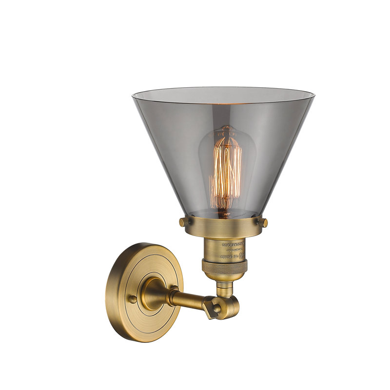 Milazzo Glass Semi Flush Mount, Smoked, 13.5" H x 7.75" W x 7.75" D, Brushed Brass