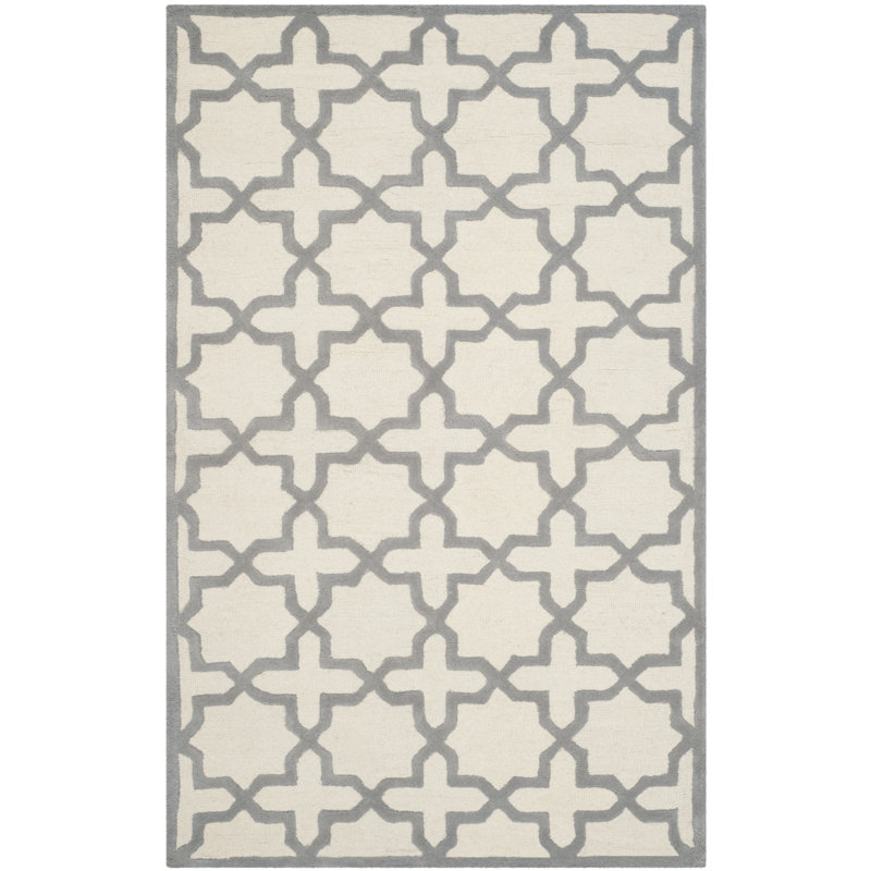 Cannen Hand Tufted Wool Geometric Rug, Rectangle 5' x 8'