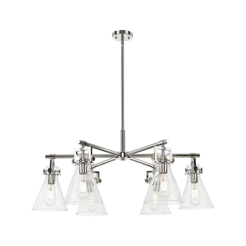 Lustre suspendu 6 lumières Newton Cone, Nickel poli