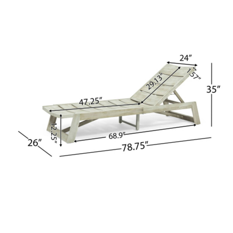 2-Piece Maki Chaise Lounge Set For Patio & Poolside, Gray, 2