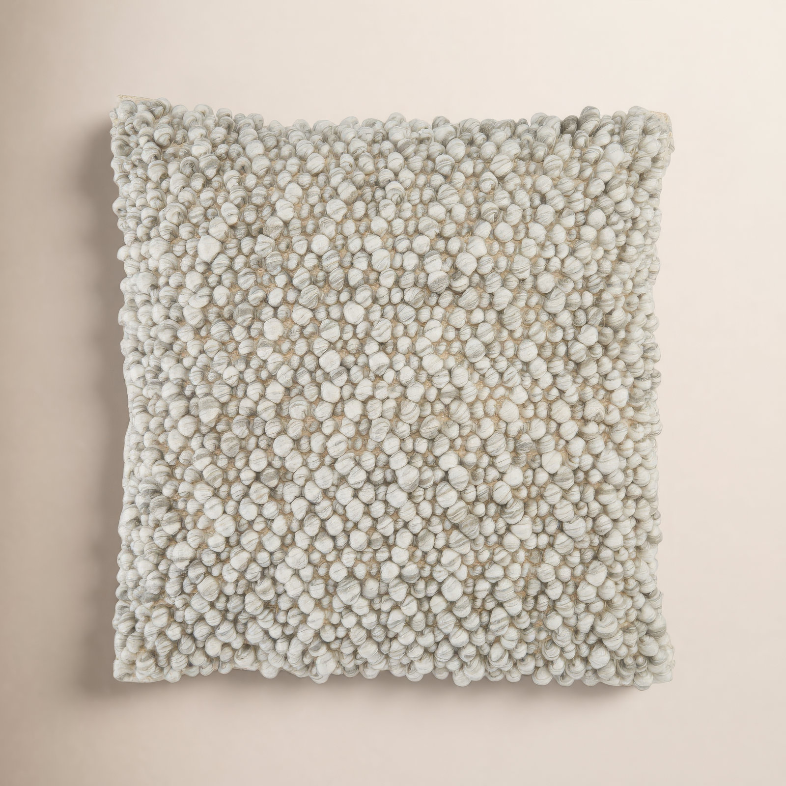 Upson Embroidered Wool Throw Pillow, Light Gray, Polyester