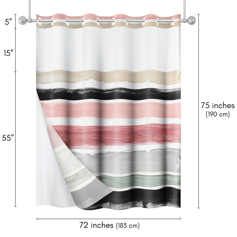  Rideau de douche 72X75 Hookless - 100% polyester