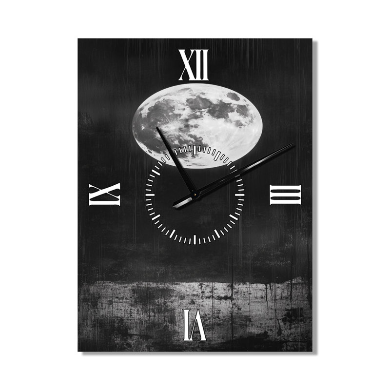 Lune jaune sur Bold Lake Scenery II - Horloge murale nature, H 32 po x l 24 po - Rectangle