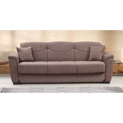 Brooksville Beige Fabric Upholstered Convertible Sleeper Sofa With Storage