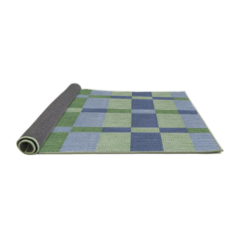 Tapis géométrique bleu / vert Zak, Rond 6 pi