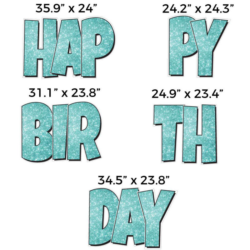 Ensemble de 5 panneaux «Happy Birthday»