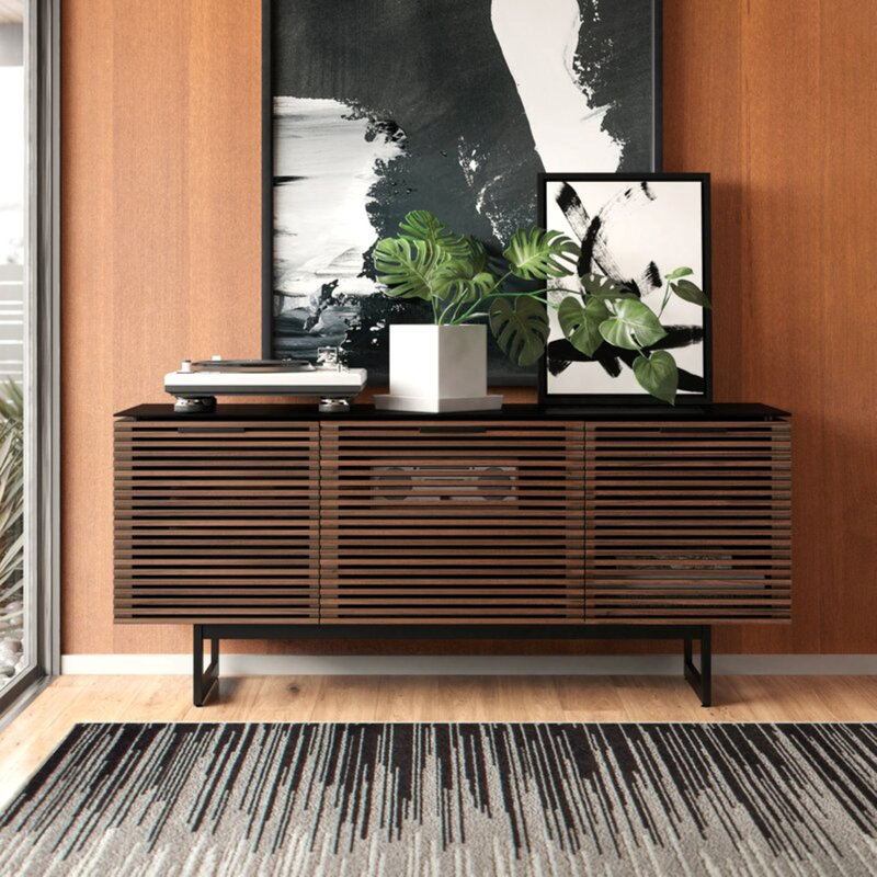 Corridor Unfinished TV Stand for TVs up to 70", Natural Walnut