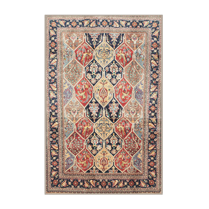 Tapis brun/bleu/orange traditionnel Mediouna, Rectangle 5 pi x 7 pi
