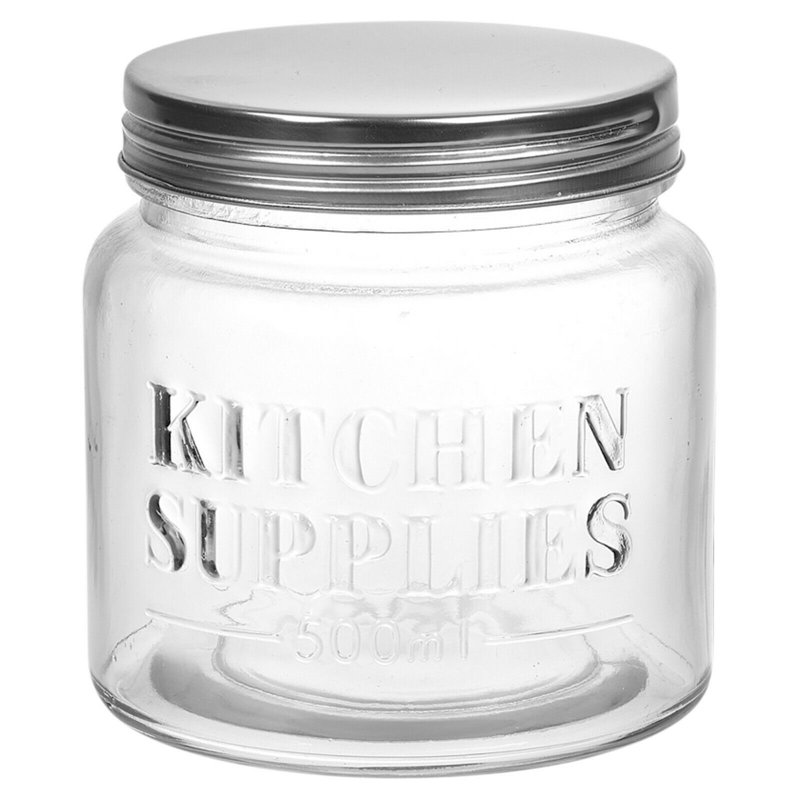 Glass Jar, 11cm H x 10cm W x 10cm D