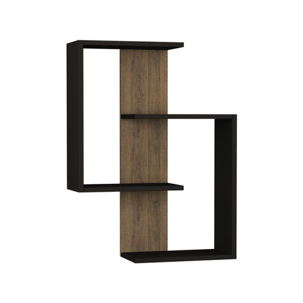 Theodore 3 Piece Floating Shelf, Anthracite/Light Walnut