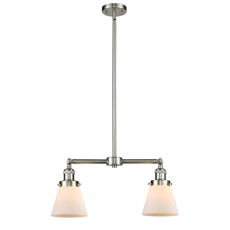 Stonecipher 2 - Light Kitchen Island Pendant, 6 Watt Vinage LED Bulb, Smoked, Brushed Satin Nickel