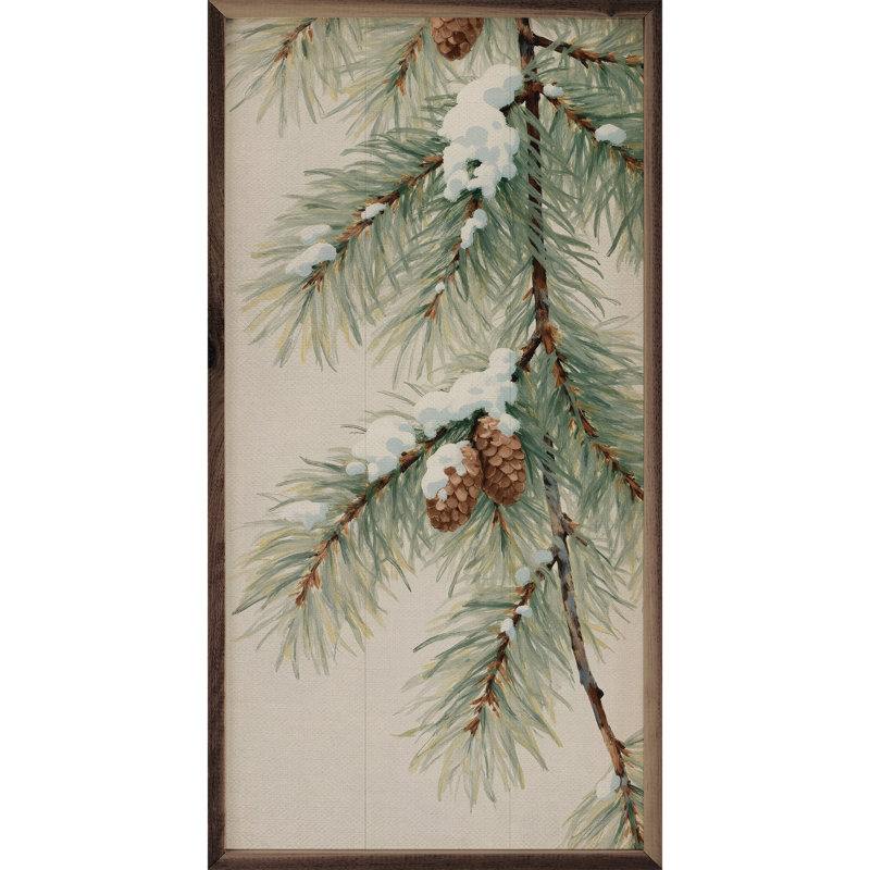 Branche de pin avec neige verticale, H 16 po x l 8 po