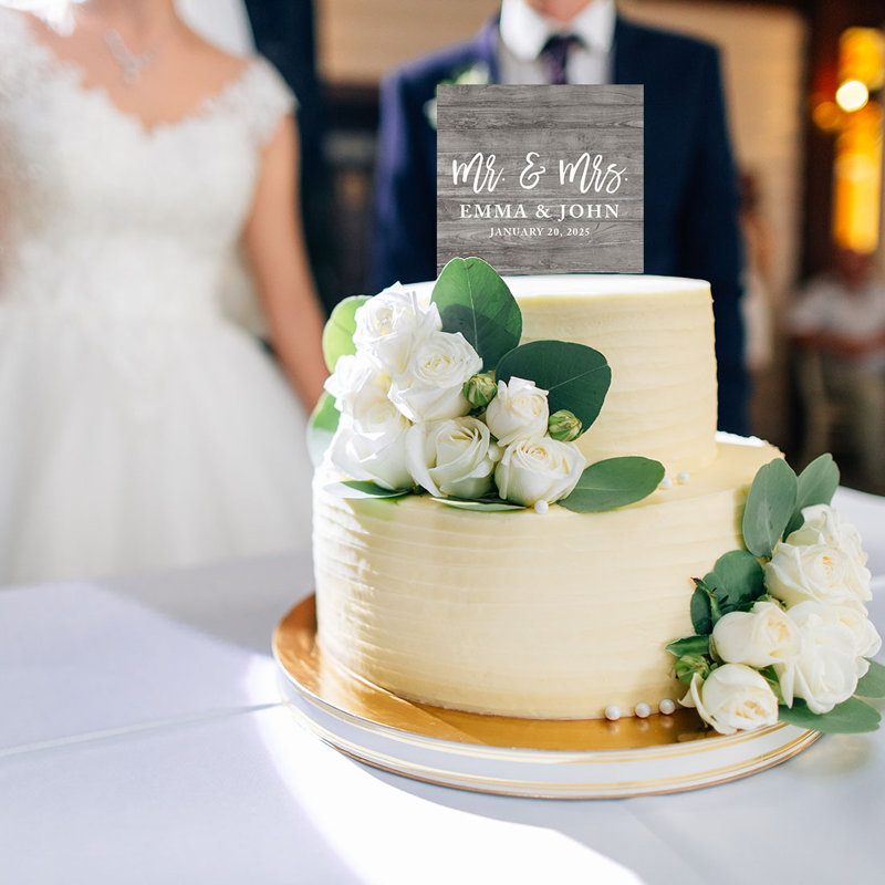Bois patiné avec motif de gâteau sur mesure