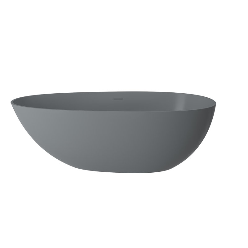 Egg Harbor 59" x 30" Freestanding Soaking Bathtub Solid Surface Stone Space-Saving Design Matte Finish (Black/White/Gray)
