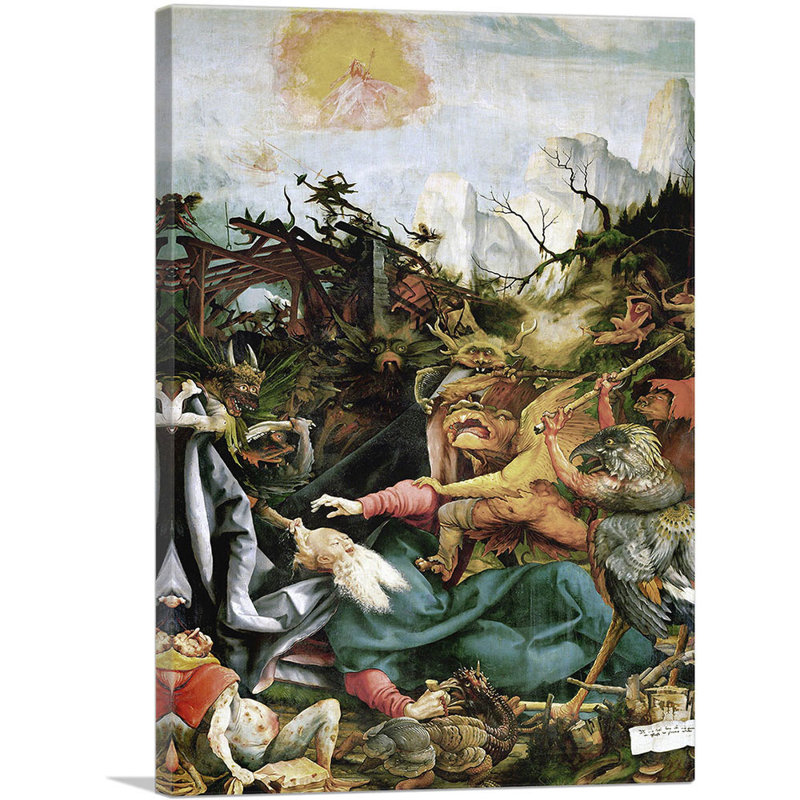 «The Temptation of Saint Anthony 1515» par Mathias Grunewald, reproduction d'art, H 40 po x l 26 po x P 0,75 po