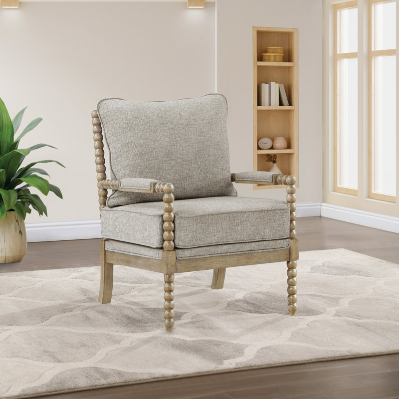 Fauteuil large 26,75 po Fletcher, 100% polyester beige brouillard, Brun brossé