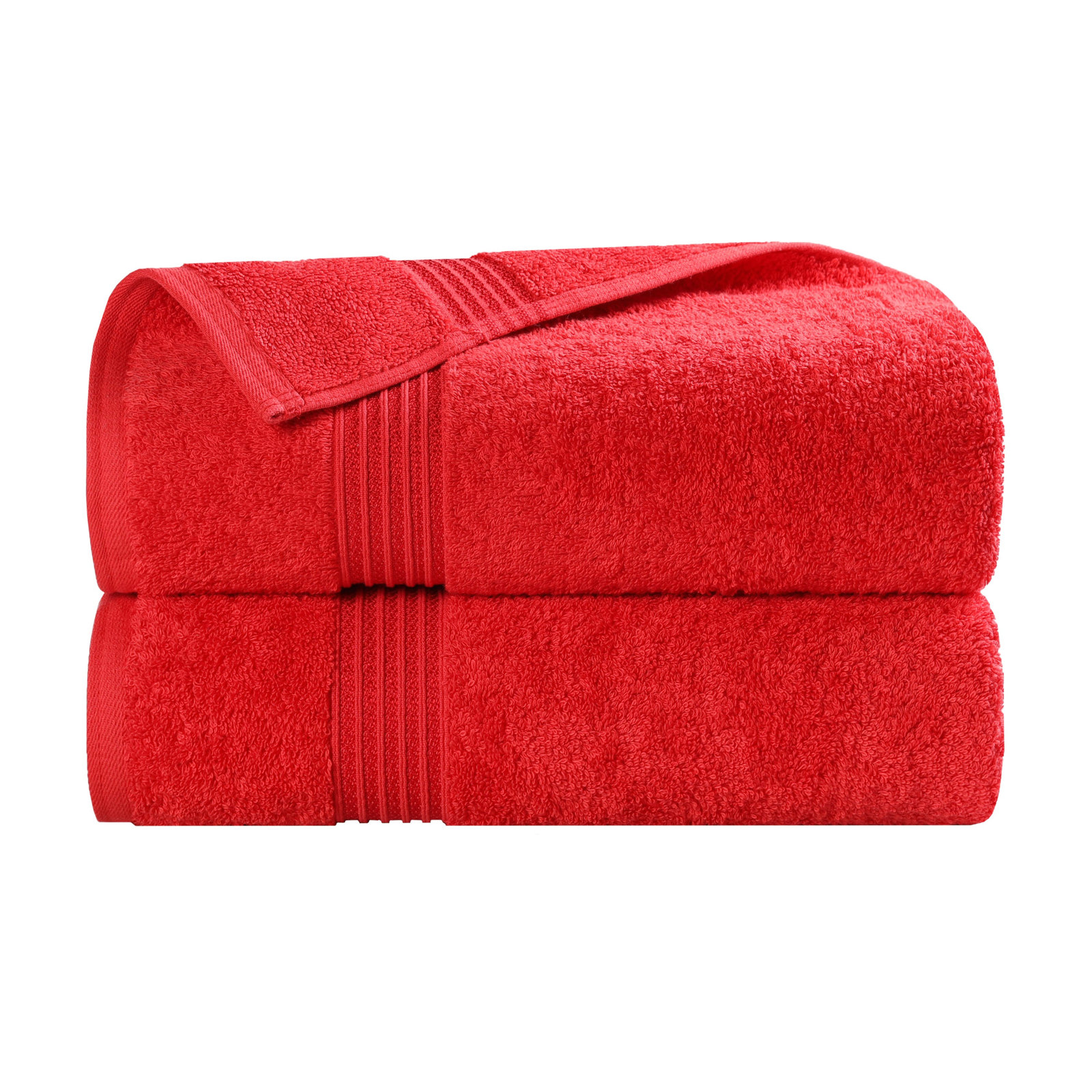 Oleg Egyptian Cotton Bath Sheet Set, Red, Bath Towels - 2 Pack