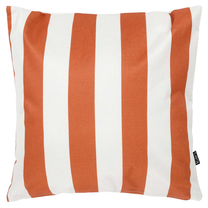 Indoor / Outdoor Square Cushion, Terracotta/White Striped