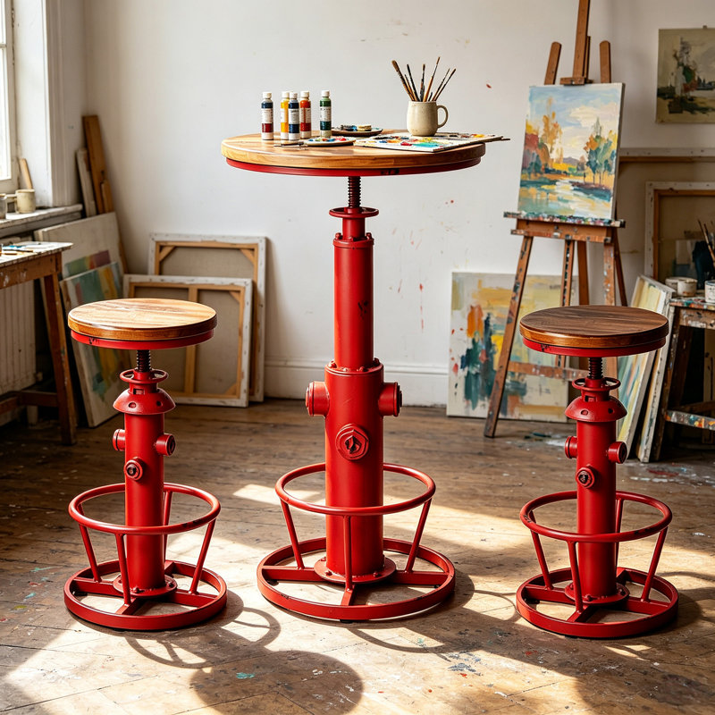 Jermeshia 2 - Person Pine Pedestal Dining Set, Red, Red/Brown
