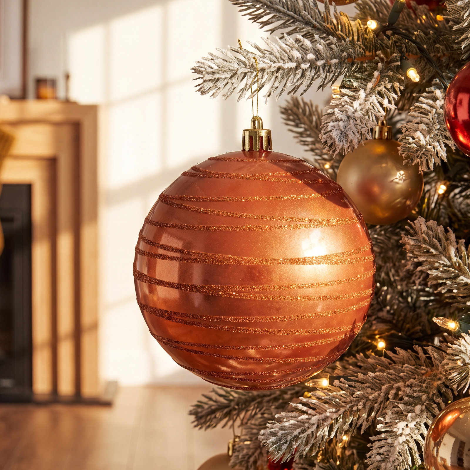 Candy Finish Ball Ornament, Coral
