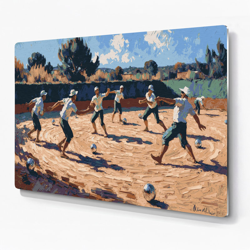 Sports Petanque Beige Metal Wall Art, 132" H x 168" W x 0.05" D