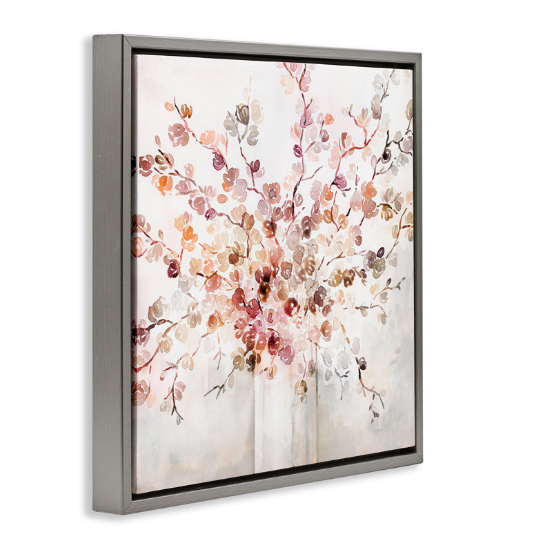 Abstrait, art floral sur toile encadrée par Kristen Brockmon, Cadre flottant gris lustré, H 25 po x l 25 po