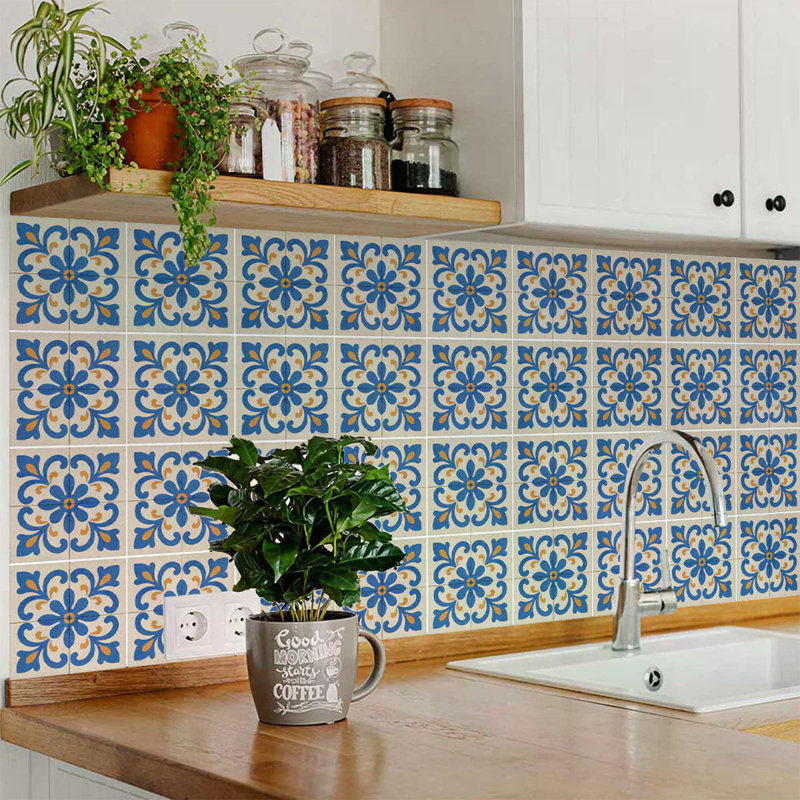 Carreau de mosaïque floral en vinyle 12 po x 12 po