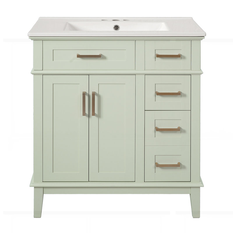 Meuble-lavabo 30 po avec lavabo en céramique, Vert