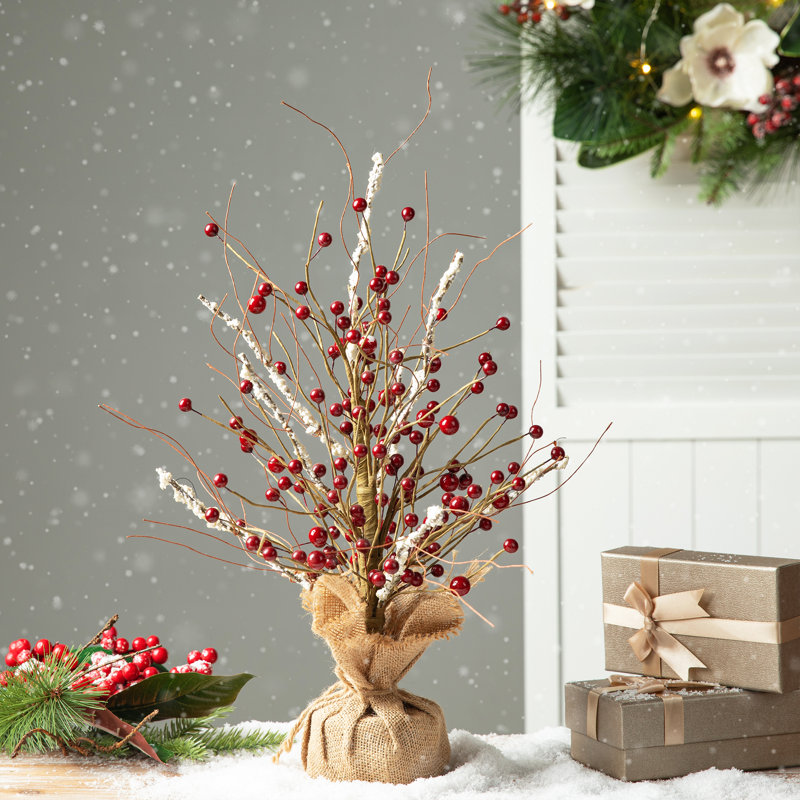 16"H Christmas Red Berry Table Tree Décor
