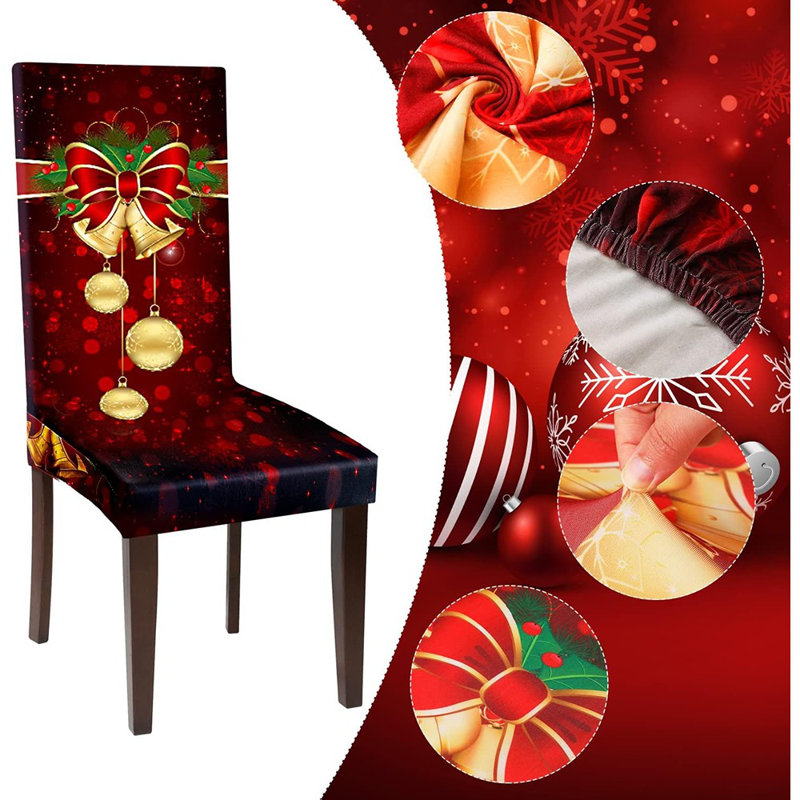 Housses de siège de chaise de Noël - Conception festive de Noël - style cloche, extensible, amovible, lavable, pour utilisation événementielle