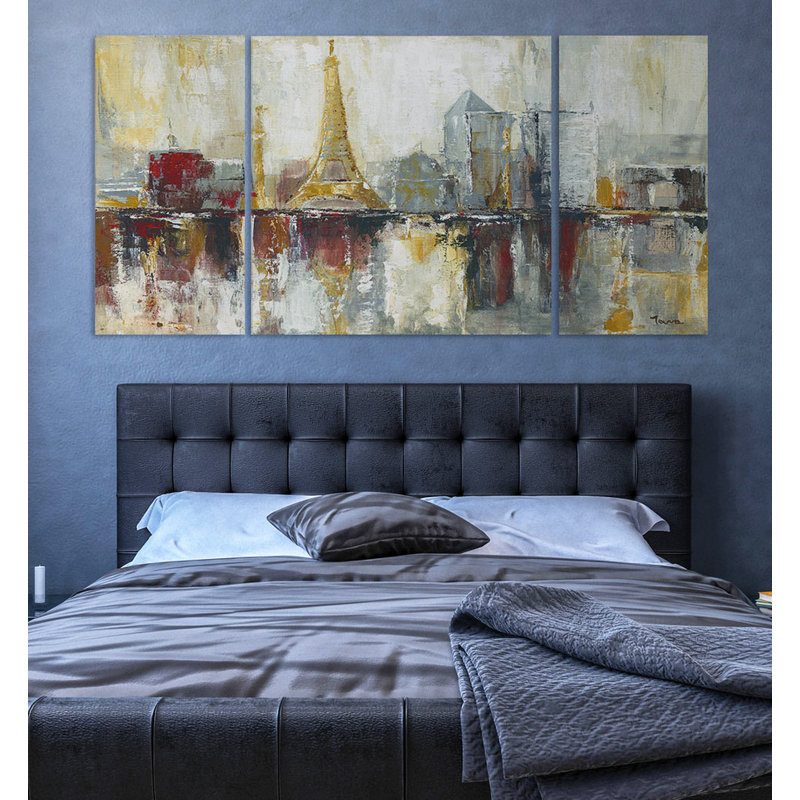 Paris Paris - image multi-pièces sur toile, H 40 po x l 80 po x P 1,5 po