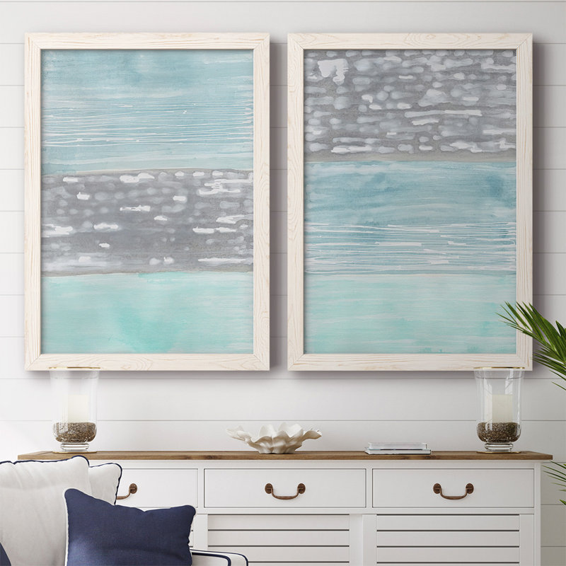 Hydrusphere I - 2 pièces encadrées sur toile, Blanc, H 27,5 po x l 75 po x P 1,5 po